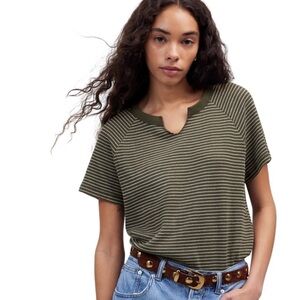 Madewell Forest Green Striped Top